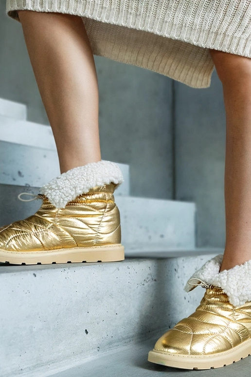 Złote ocieplane śniegowce ze...