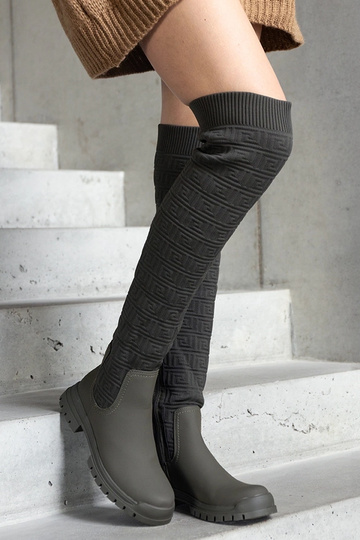 Zielone kozaki materiałowe... 2