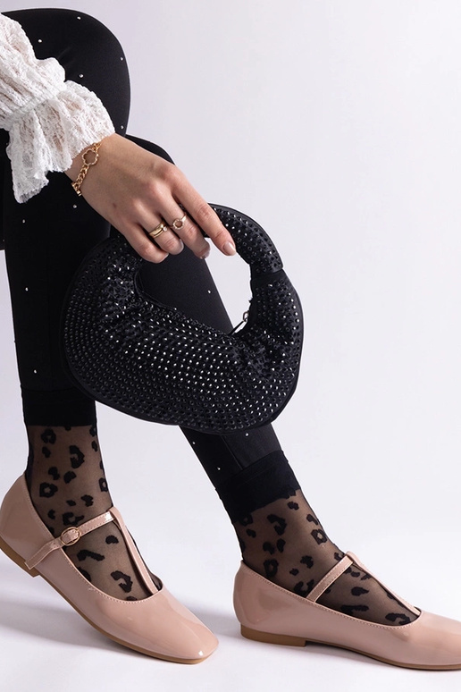 Beżowe lakierowane balerinki z... Beżowe lakierowane balerinki z...