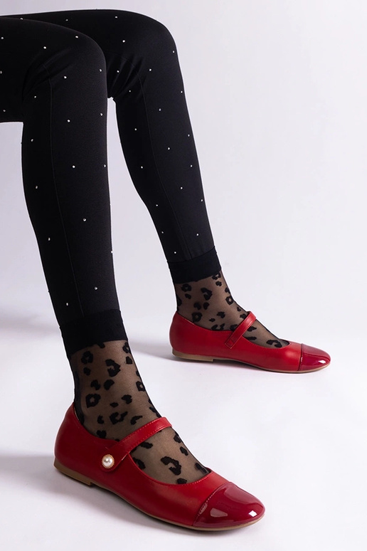 Czerwone balerinki z lakierowanym... Czerwone balerinki z lakierowanym...