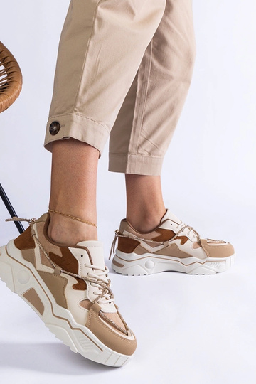 Brązowe sneakersy zdobione cyrkoniowym sznurkiem Valdeza 2