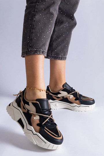Czarne sneakersy zdobione cyrkoniowym sznurkiem Valdeza 2