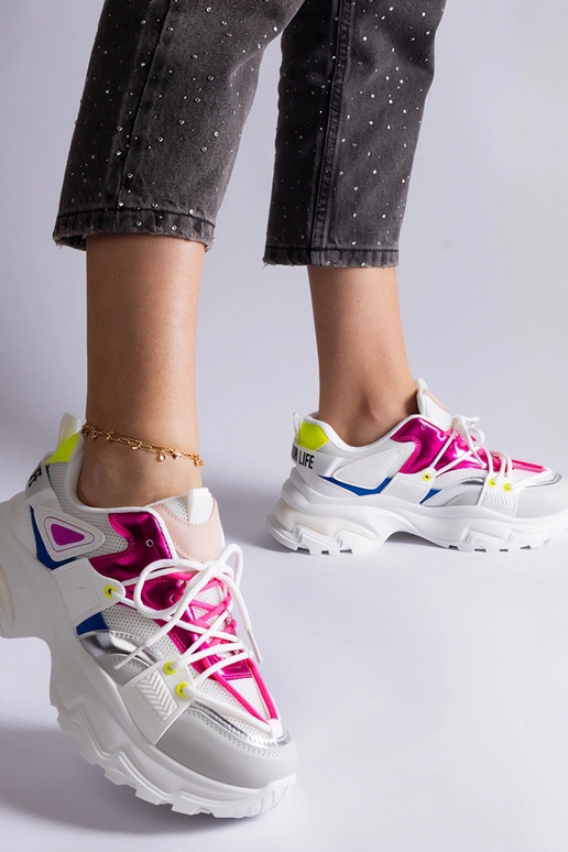 Biało-rózowe sneakersy sportowe Sulamita