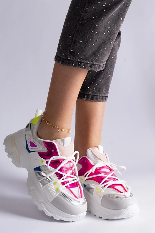 Biało-rózowe sneakersy sportowe Sulamita