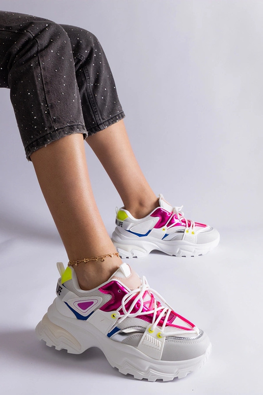 Biało-rózowe sneakersy sportowe Sulamita