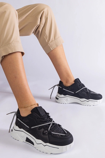 Czarne sneakersy damskie z brokatem Agar