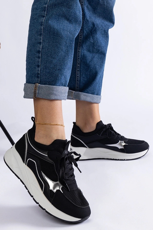 Czarne sneakersy sportowe damskie Elsira