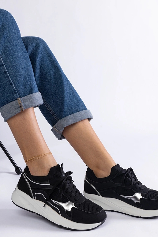 Czarne sneakersy sportowe damskie Elsira