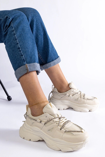Beżowe sneakersy sportowe damskie Ivett