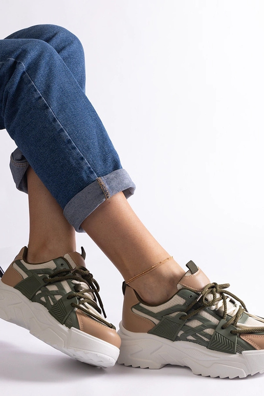 Zielono-beżowe sneakersy damskie Alva Zielono-beżowe sneakersy damskie Alva