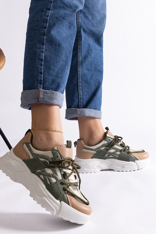 Zielono-beżowe sneakersy damskie Alva Zielono-beżowe sneakersy damskie Alva