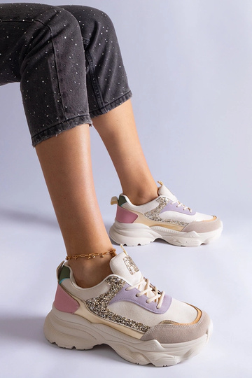 Wielokolorowe sneakersy z brokatowymi wstawkami Clorinda