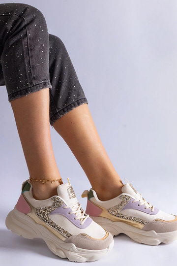 Wielokolorowe sneakersy z brokatowymi wstawkami Clorinda 2