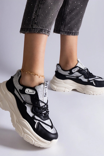 Czarne sneakersy z brokatowymi wstawkami Rigel 2