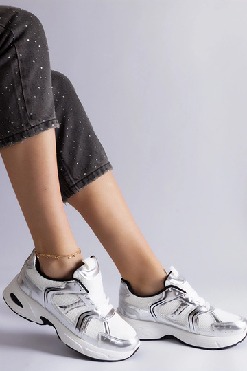 Biało-srebrne sneakersy sportowe Ena 2
