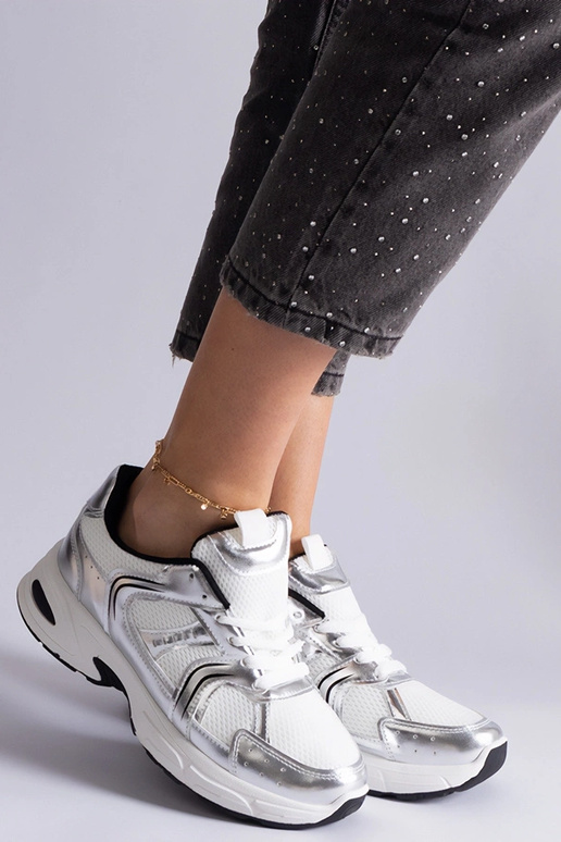 Biało-srebrne sneakersy sportowe Ena Biało-srebrne sneakersy sportowe Ena