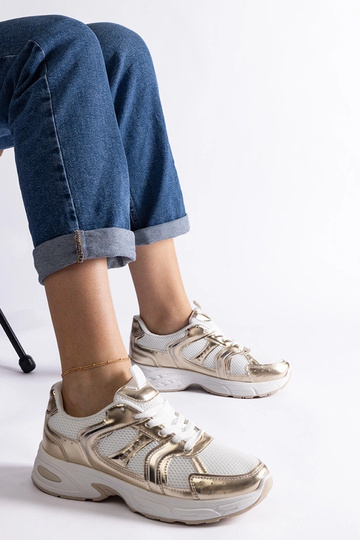 Biało-złote sneakersy sportowe Ena 2