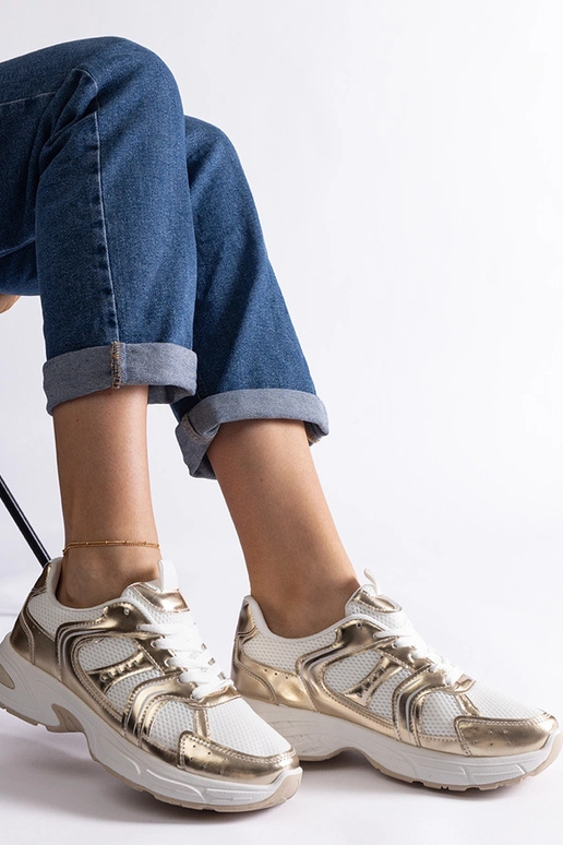 Biało-złote sneakersy sportowe Ena Biało-złote sneakersy sportowe Ena