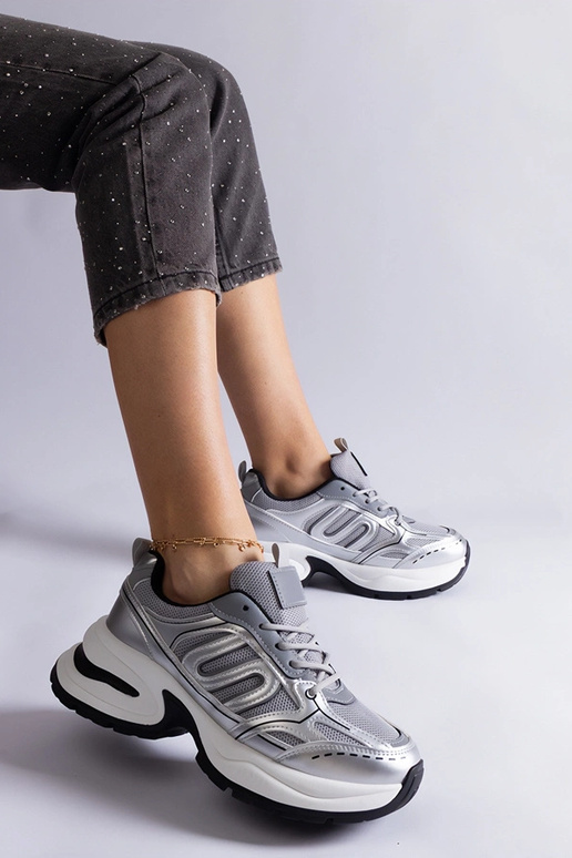 Gemre Buty sportowe damskie srebrne...