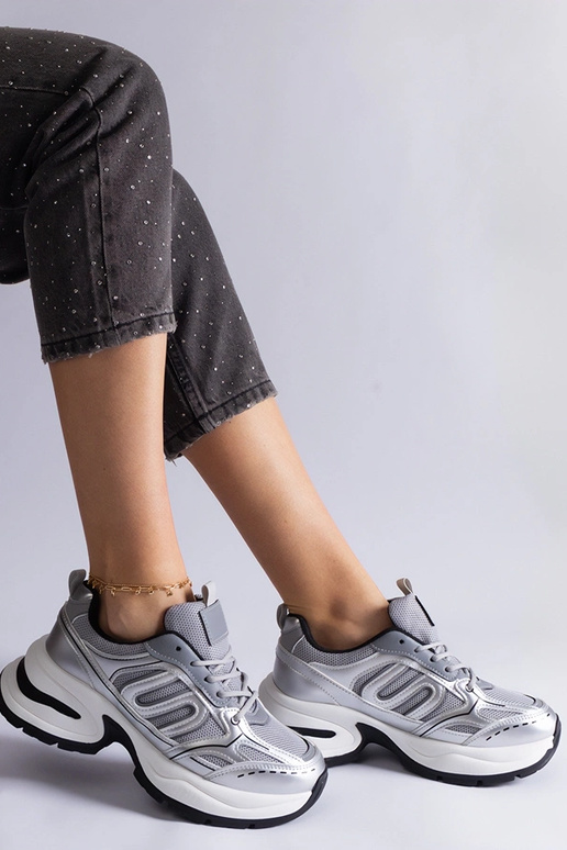 Gemre Buty sportowe damskie srebrne...