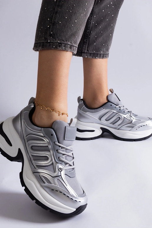 Gemre Buty sportowe damskie srebrne...