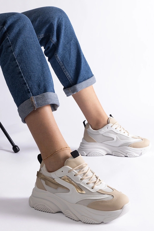 Beżowo-złote damskie sneakersy Milenka