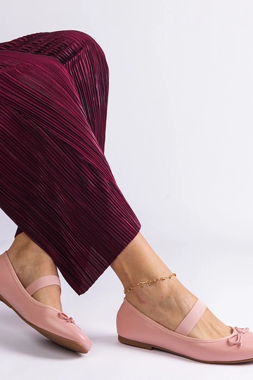 Różowe balerinki z gumką i... 2