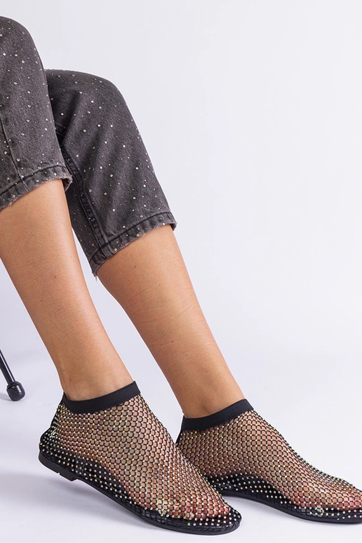 Czarne sandałki siateczkowe z...