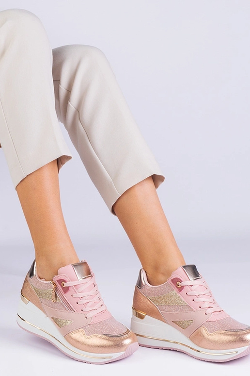Różowe sneakersy sportowe na...