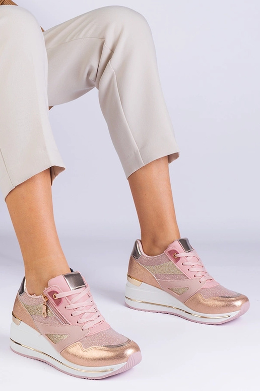 Różowe sneakersy sportowe na...