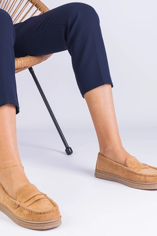 Brązowe damskie mokasyny z ekozamszu... Brązowe damskie mokasyny z ekozamszu...