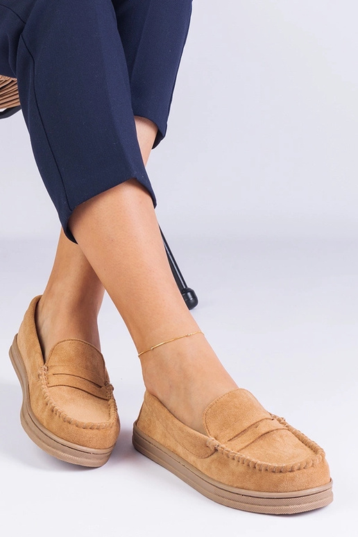 Brązowe damskie mokasyny z ekozamszu... Brązowe damskie mokasyny z ekozamszu...