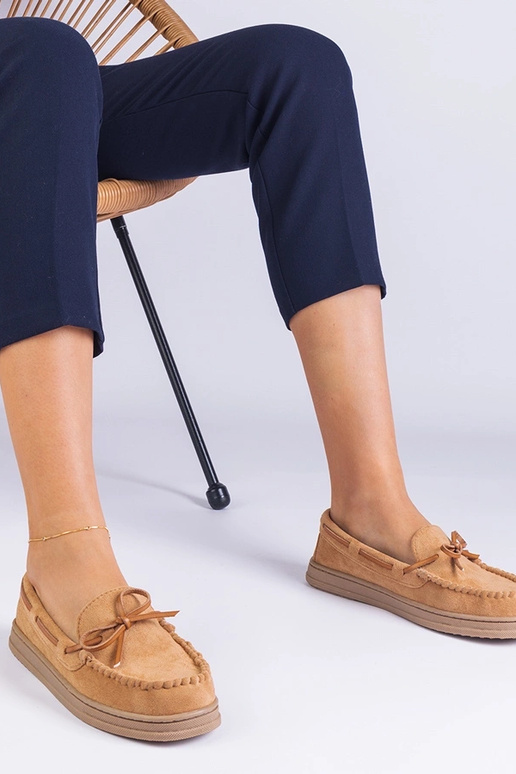 Brązowe damskie mokasyny z ekozamszu... Brązowe damskie mokasyny z ekozamszu...