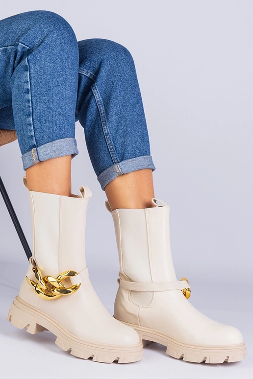 Beżowe botki za kostkę zdobione... Beżowe botki za kostkę zdobione...