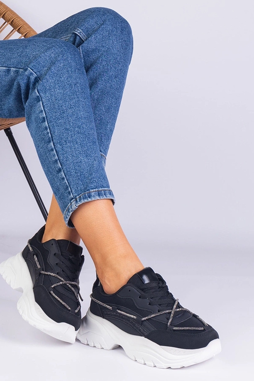 Czarne sneakersy damskie zdobione...