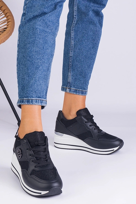 Czarne sneakersy damskie zdobione...