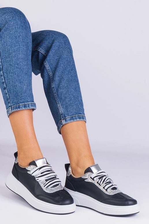 Czarne sneakersy damskie zdobione... Czarne sneakersy damskie zdobione...