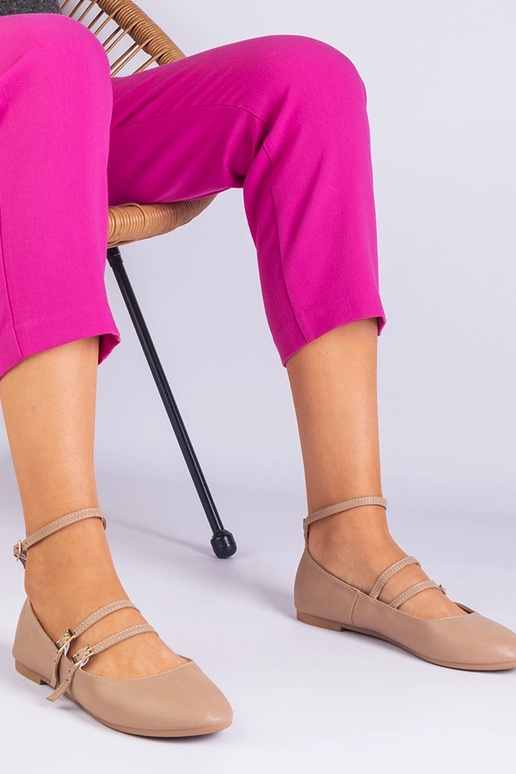 Beżowe balerinki z ekoskóry ze... Beżowe balerinki z ekoskóry ze...