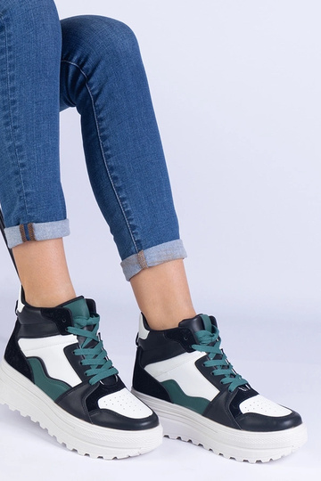 Czarno-białe sneakersy sportowe damskie na platformie Sunline