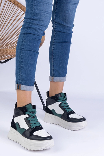 Czarno-białe sneakersy sportowe damskie na platformie Sunline 2