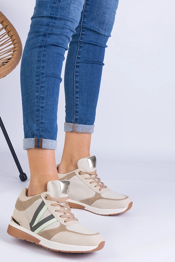 Beżowe sneakersy damskie na ukrytym koturnie Ninella 2
