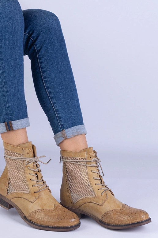 Zółte ażurowe płaskie botki Reeves Zółte ażurowe płaskie botki Reeves