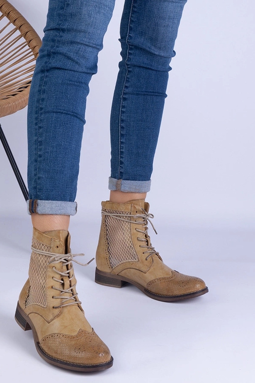 Zółte ażurowe płaskie botki Reeves Zółte ażurowe płaskie botki Reeves