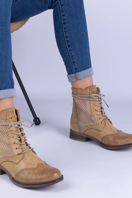 Zółte ażurowe płaskie botki Reeves Zółte ażurowe płaskie botki Reeves