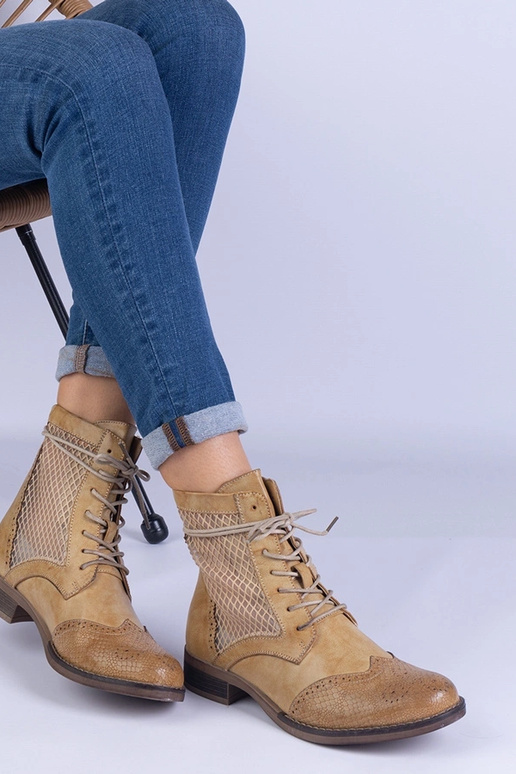 Zółte ażurowe płaskie botki Reeves Zółte ażurowe płaskie botki Reeves