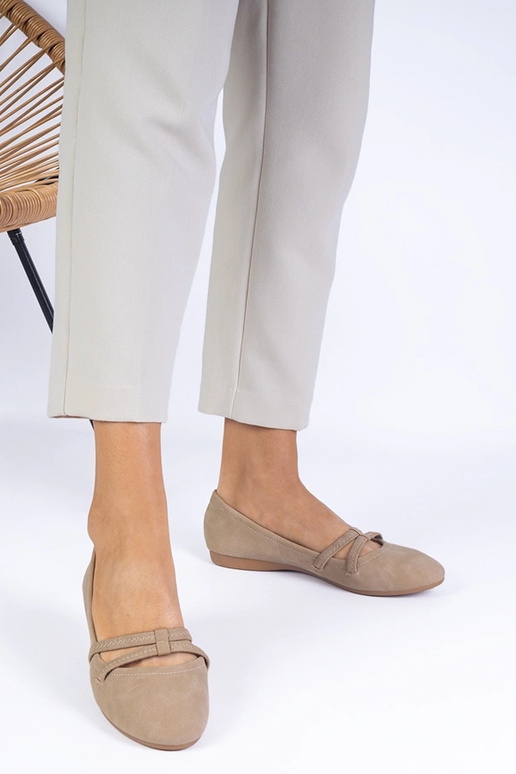 Beżowe balerinki damskie z ekoskóry... Beżowe balerinki damskie z ekoskóry...