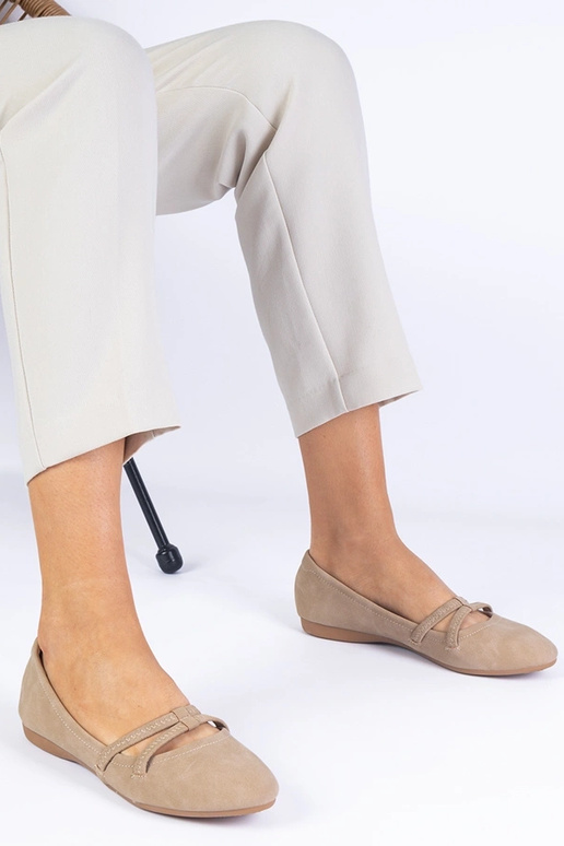 Beżowe balerinki damskie z ekoskóry... Beżowe balerinki damskie z ekoskóry...