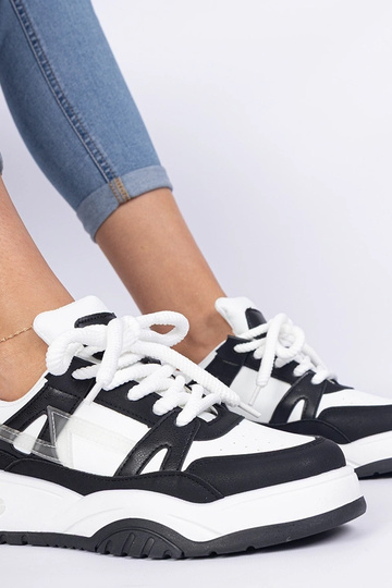 Czarno-białe sneakersy z grubymi sznurówkami Luciana 2