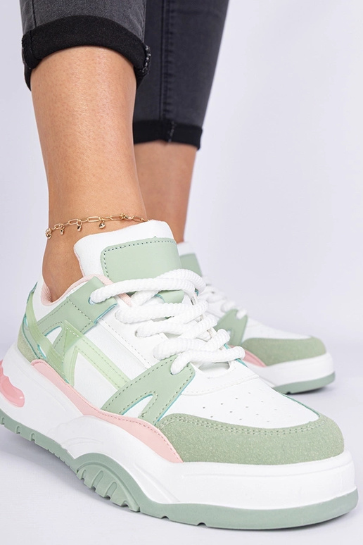 Zielone sneakersy z grubymi... Zielone sneakersy z grubymi...