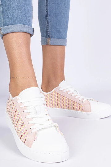 Różowe damskie sneakersy materialowe Bellisio
